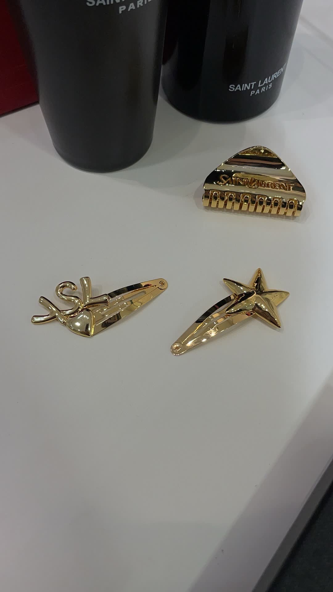 YSL Saint Laurent Gold Hair Clips Set
